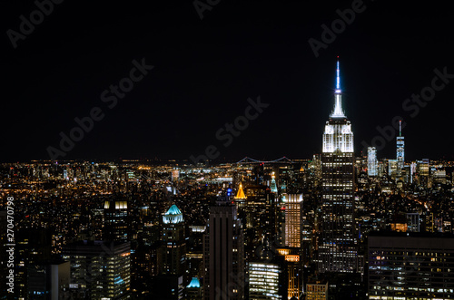 New York skyline from top of the rock at night