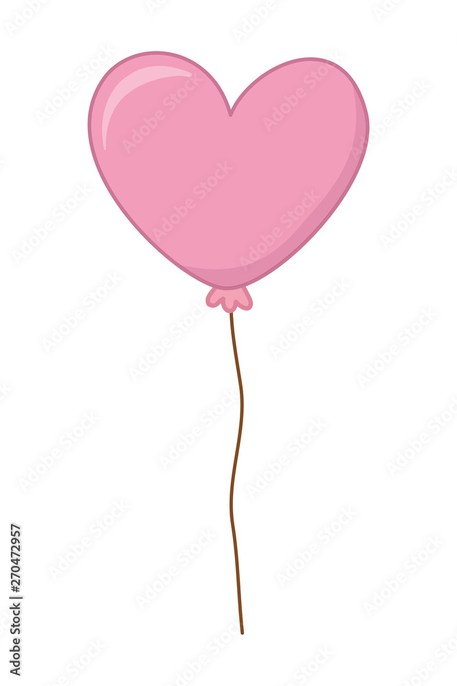 floating heart shaped balloon vector illustration