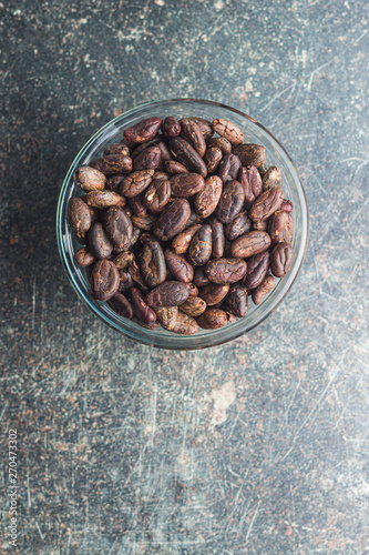 Dark cocoa beans.