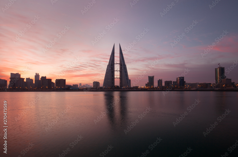 Bahrain Skyline during sunrise, a view from Bahrain bay