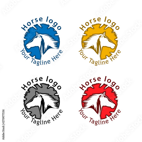 horse logo stock, flat design, stock logo template
