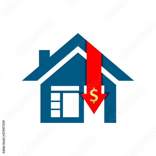 Wallpaper Mural Reduction in home purchases, stock icon, flat design Torontodigital.ca