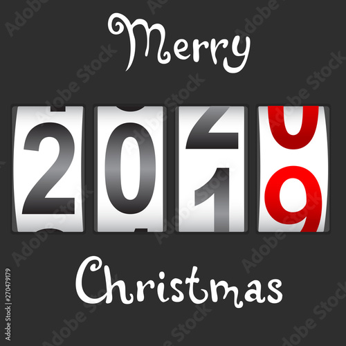 2020 New Year counter Christmas congratulation Black background