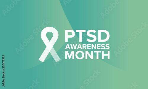 PTSD Awareness Month in June. Post Traumatic Stress Disorder. Celebrated annual in United States. Awareness concept. Poster, card, banner and background. Vector illustration