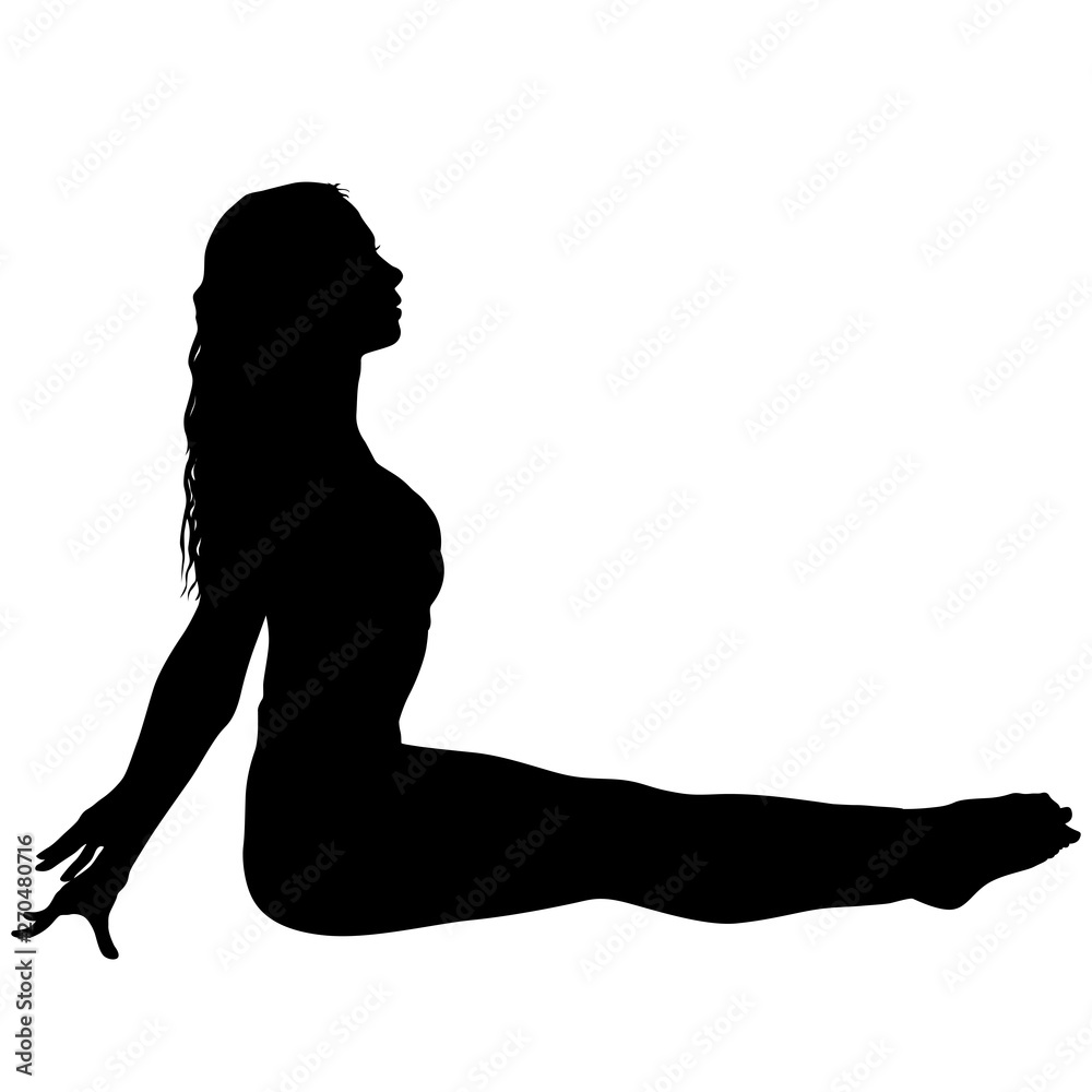 Fototapeta premium Silhouette girl on yoga class in pose on a white background