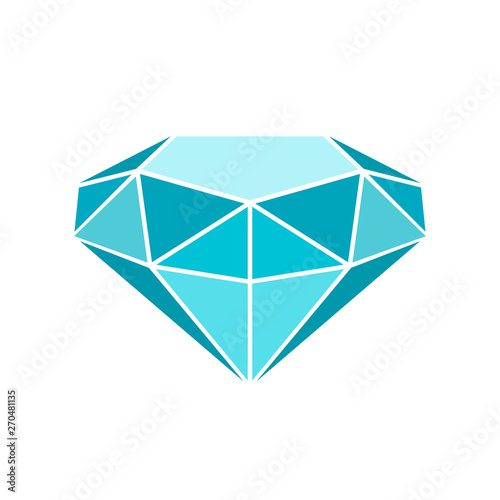 Diamond icon. Brilliant gemstone sign on a white isolated background. Vector.
