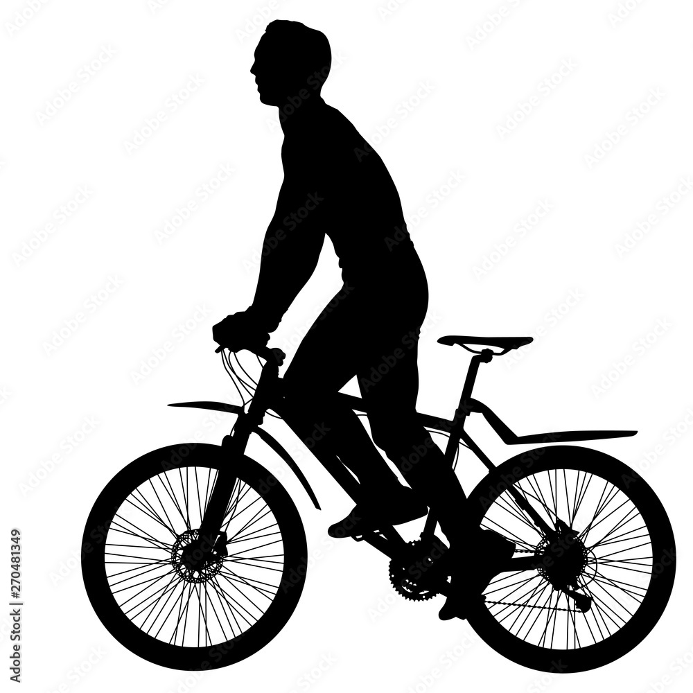 Silhouette of a cyclist male on white background Silhouette of a cyclist male on white background