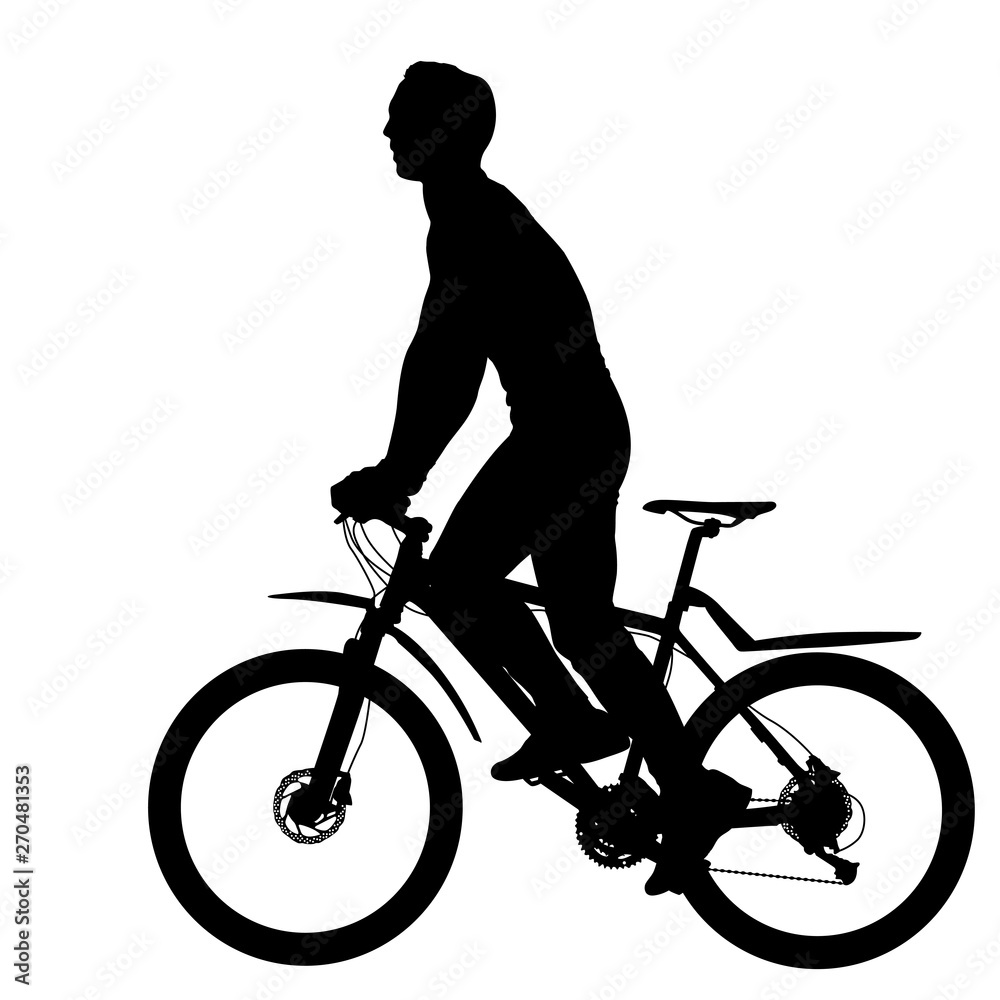 Fototapeta premium Silhouette of a cyclist male on white background