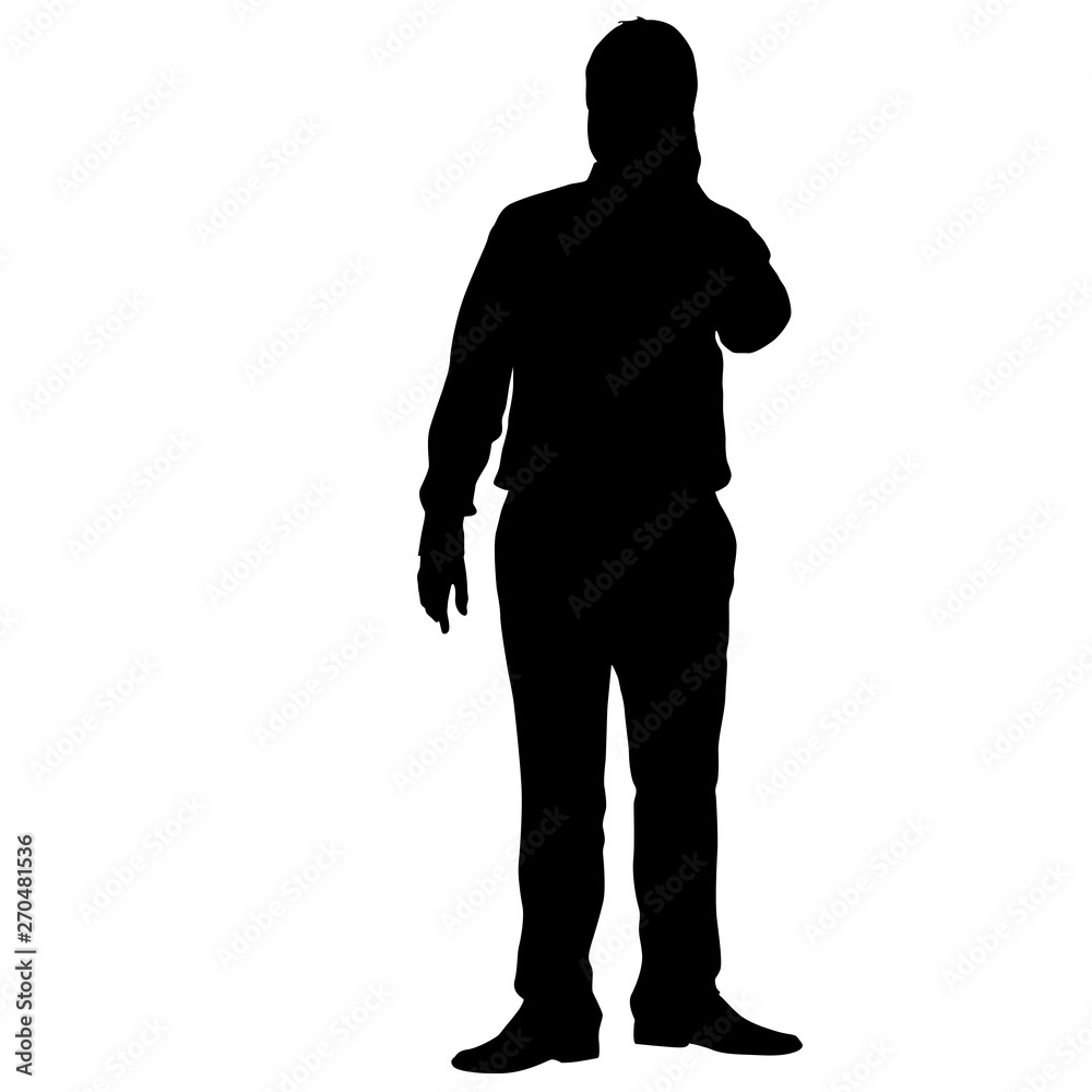 Silhouette businessman talking on the phone, a white background