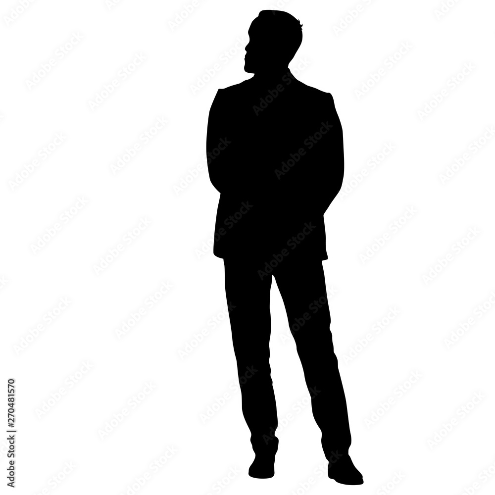 Black silhouette of a walking man on a white background