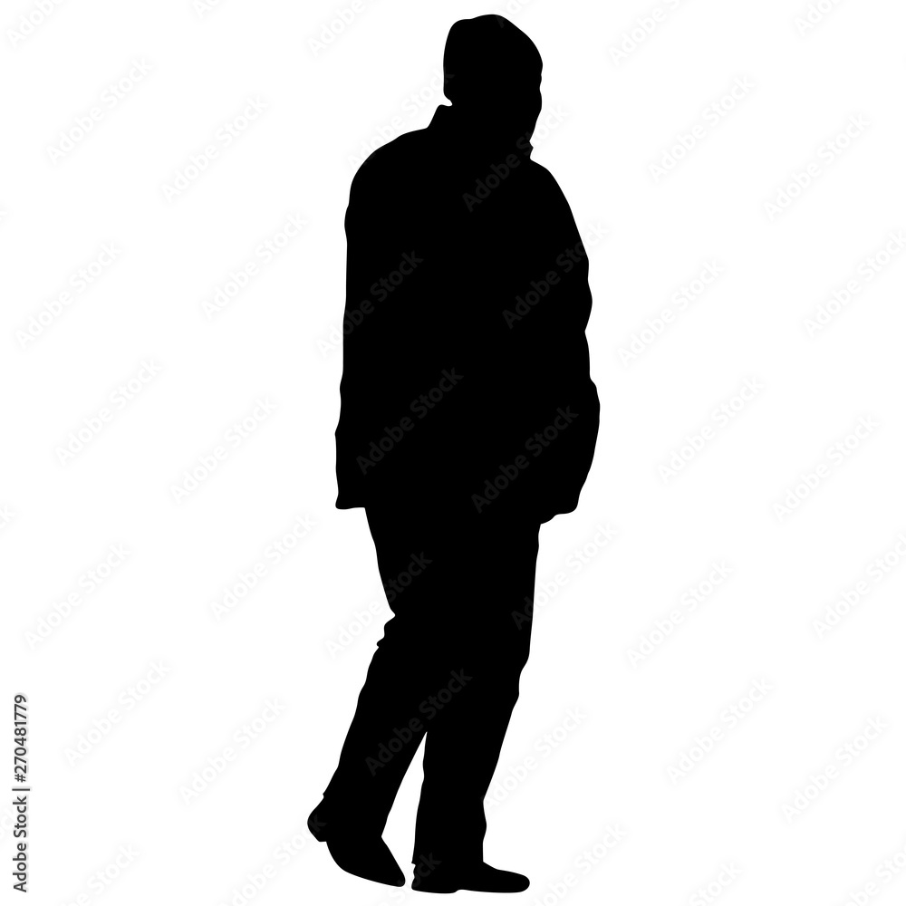 Silhouette man standing, people on white background Silhouette man standing, people on white background