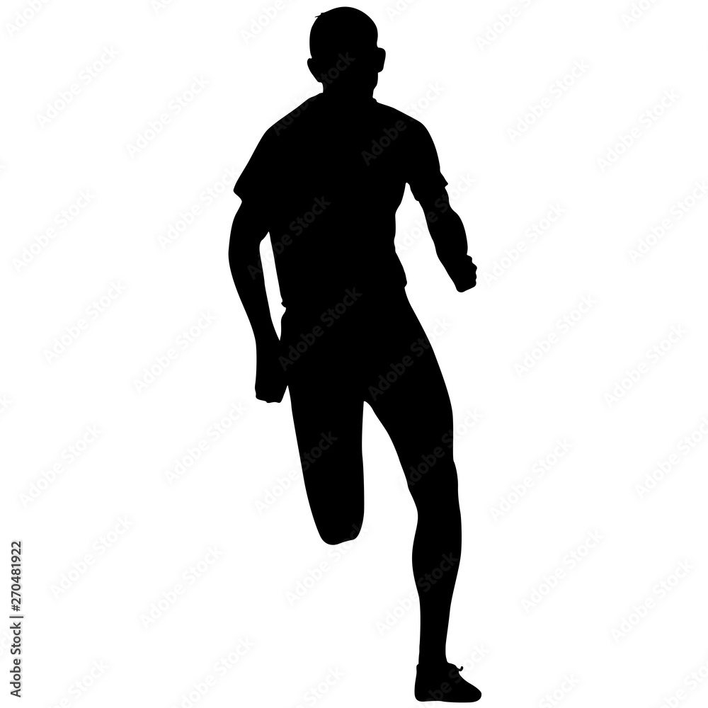 Fototapeta premium Silhouettes Runners sprint men on white background
