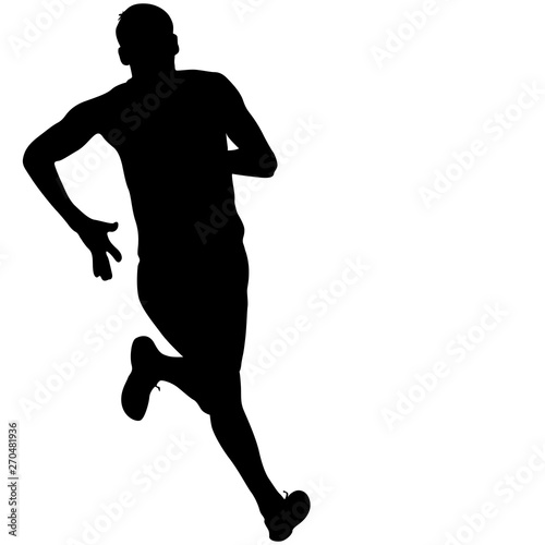 Silhouettes Runners sprint men on white background