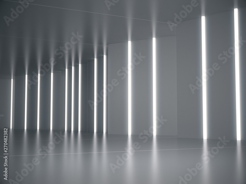 Abstract structure Product showcase background Long tunnel Long corridor with light glow.3D rendering