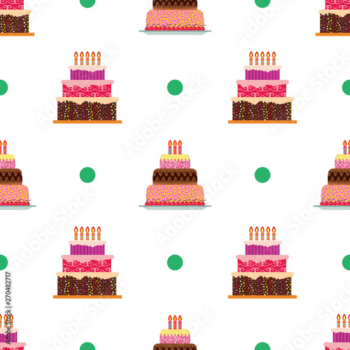 Seamless Pattern with colorful sweet cakes