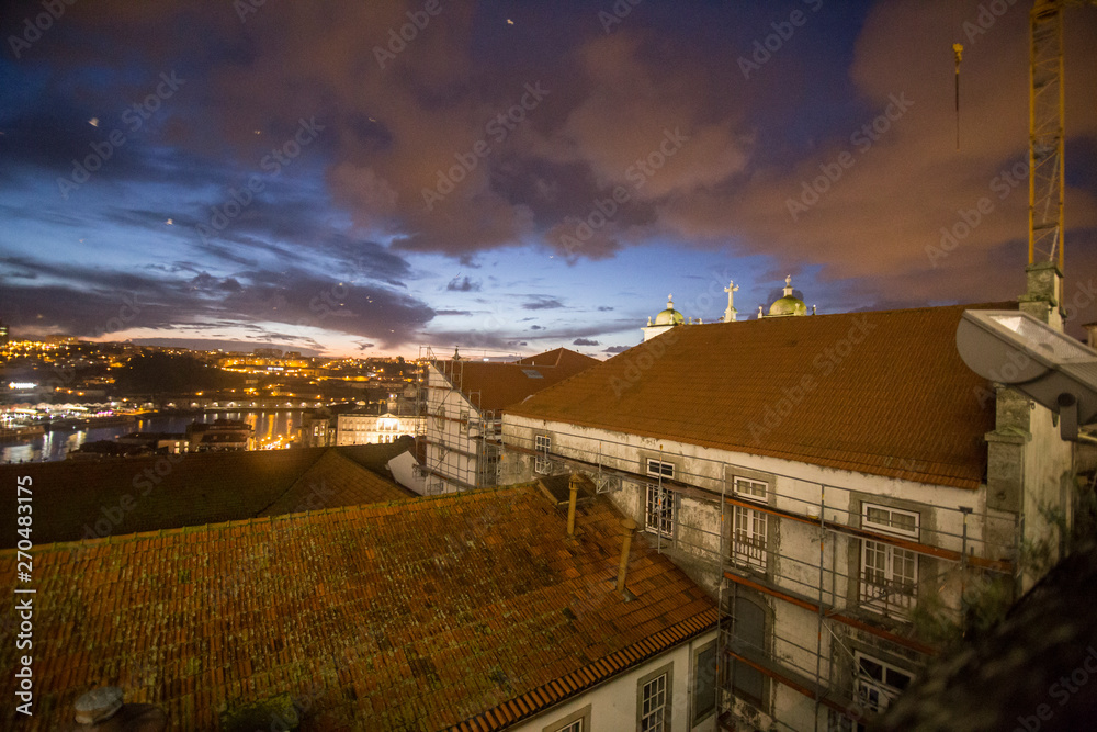 Cityscape by twilight in Porto on January 13, 2018 Portugal