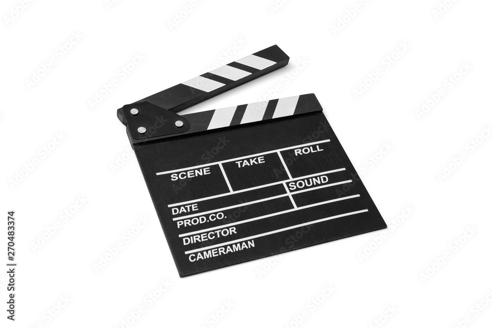 Movie flapper on white background, including clipping path