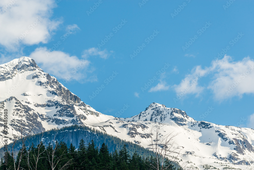 View of snow mountains in British Columbia, Canada.