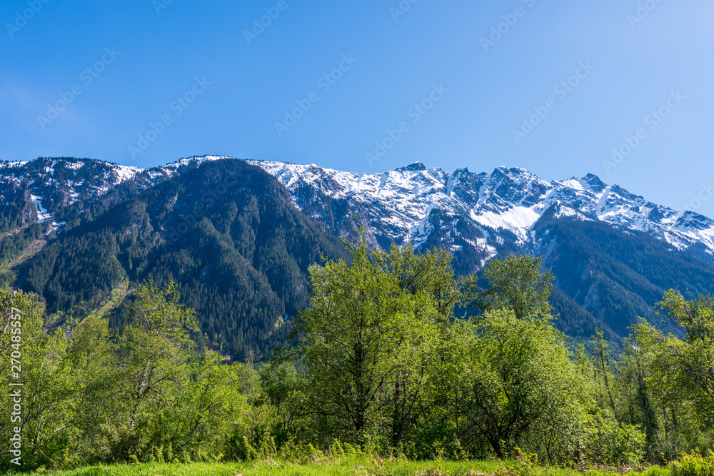 View of snow mountains in British Columbia, Canada.