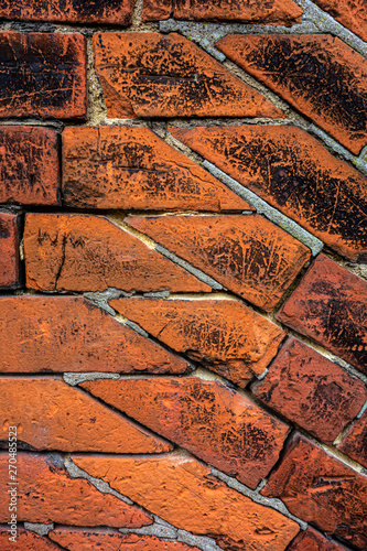 Weathered Heavy Brickwork on Brick Wall Background