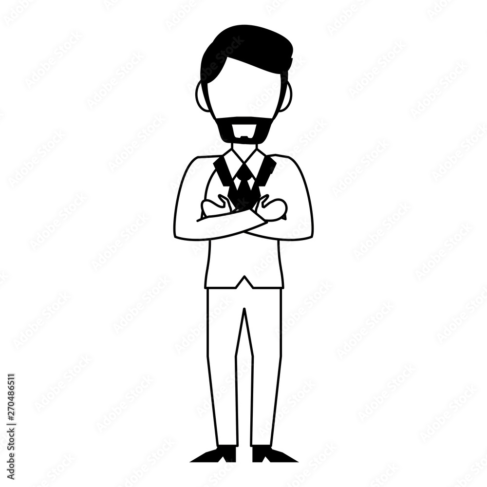 Executive businessman character cartoon in black and white