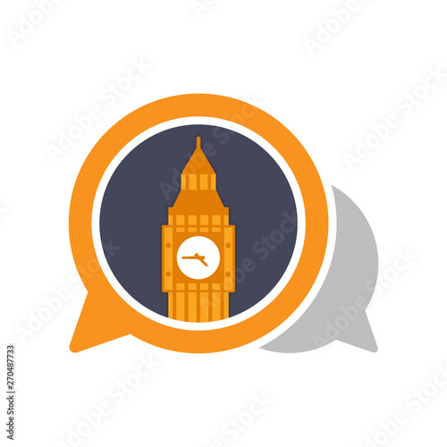 Vector illustration icon with the communication media concept that shares information about UK tourist spots, Big Ben Clock Tower