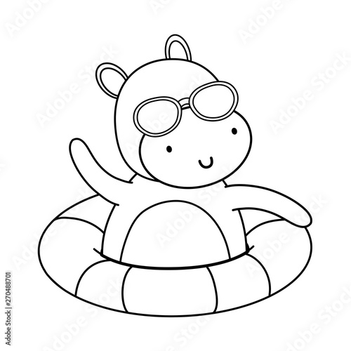 cute animal enjoying summer time cartoon