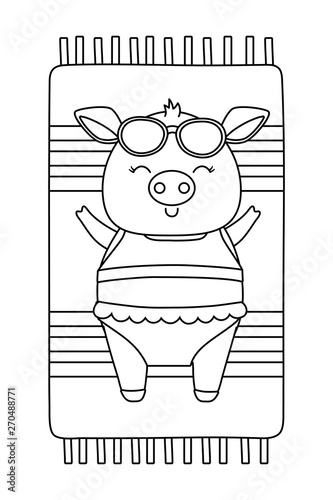 cute animal enjoying summer time cartoon