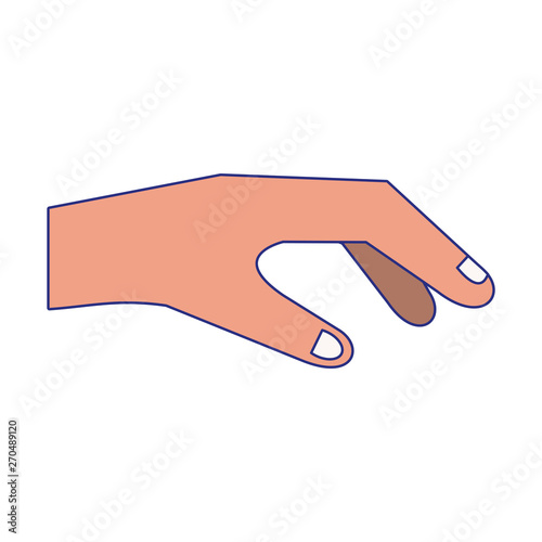 Hand grabbing something cartoon isolated blue lines