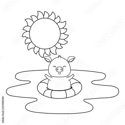 cute animal enjoying summer time cartoon