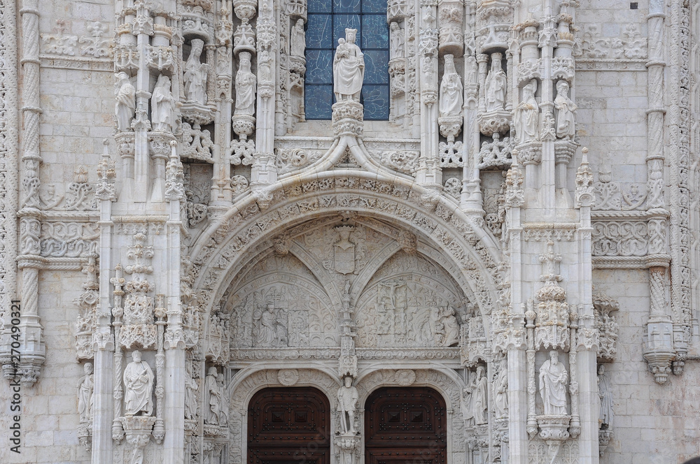 Jerónimos Monastery, entrance to the Church of Santa Maria. Lisbon, Portugal