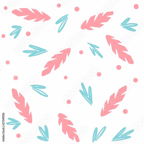 Hand drawn seamless pattern with foliage and flowers. Repetitive wallpaper on  white background. Perfect for textile  bed clothes  t shirt and dress print  wrapping paper  notebook or nursery decor.