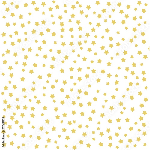 Hand drawn seamless pattern with gold stars. Repetitive wallpaper on white background. Perfect for textile, wrapping paper, notebook or nursery decor.