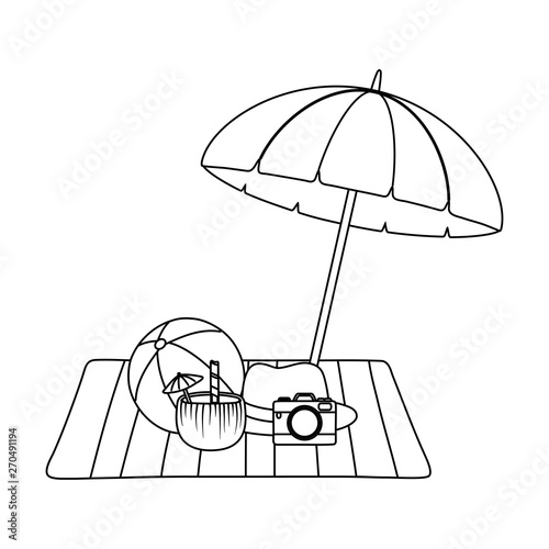 summer vacation beach objects cartoon