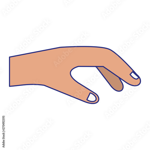 Hand grabbing cartoon isolated symbol blue lines