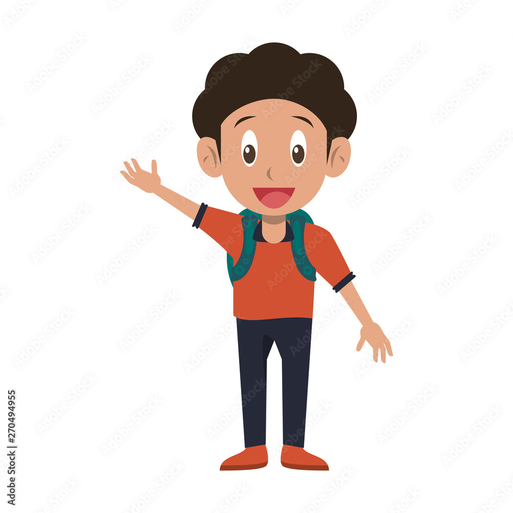 Student boy with backpack cartoon