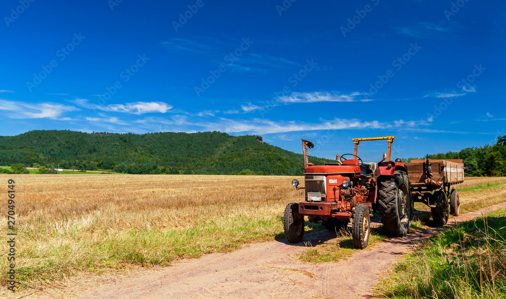 Naklejka premium Traktor auf einem Feldweg