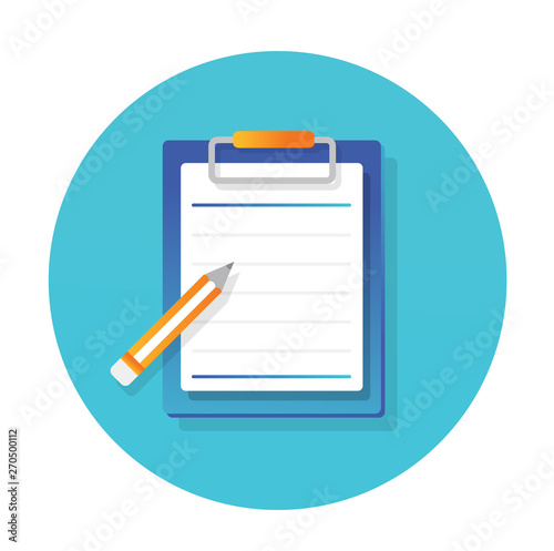 pencil and paper icon flat vector design