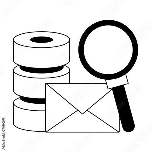 Business and office technology symbols in black and white