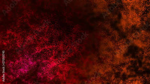 Abstract flowing particles. Hot burning surface like lava or chemical reaction. Small particles moving on red and dark background. Futuristic chaotic motion animation.