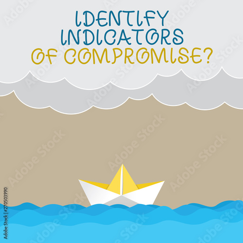 Handwriting text writing Identify Indicators Of Compromise. Concept meaning Detect malware online attacks hacking Wave Heavy Clouds and Paper Boat Seascape Scene photo Blank Copy Space