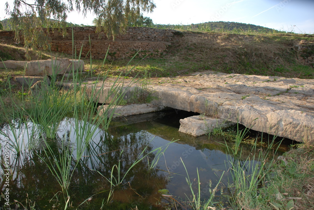 Fototapeta premium The ancient temple of goddess Artemis in the Vravrona region, Attica, Greece, June 2018.