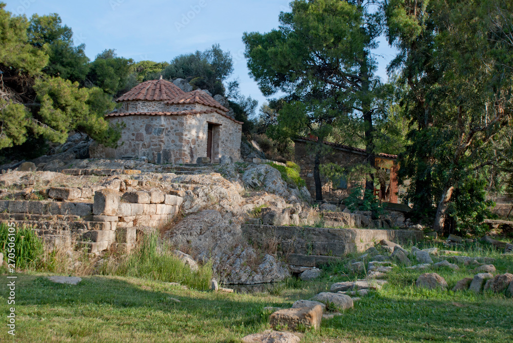 The ancient temple of goddess Artemis in the Vravrona region, Attica, Greece, June 2018.