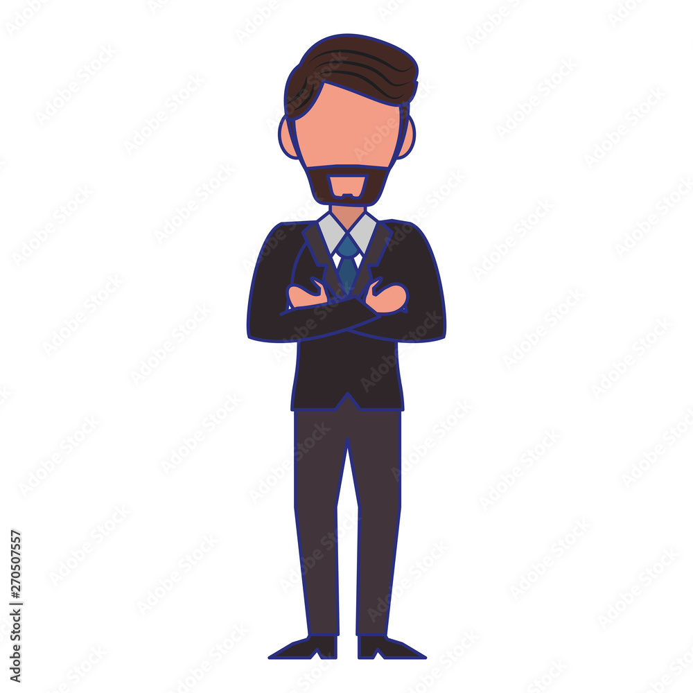 Executive businessman character cartoon blue lines Executive businessman character cartoon blue lines