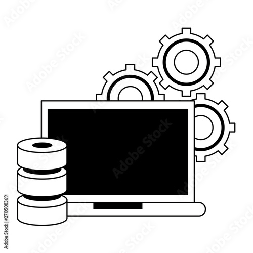 Business and office technology symbols in black and white