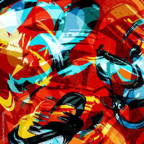 Abstract geometric colored background in the style of graffiti. Qualitative illustration for your design.