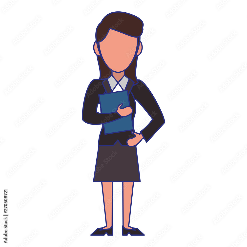 Executive businesswoman character cartoon blue lines Executive businesswoman character cartoon blue lines