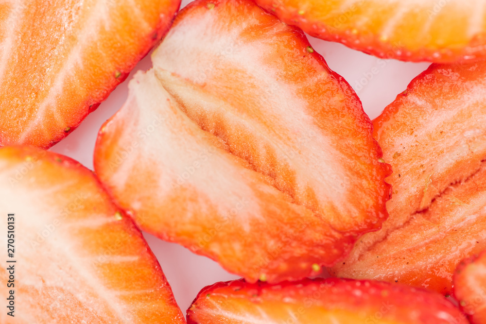 close up view of fresh cut ripe red strawberries in pile close up view of fresh cut ripe red strawberries in pile