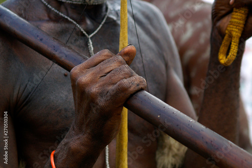 dani people during tribe festival in wamena-baliem valley-papuasia-indonesia photo