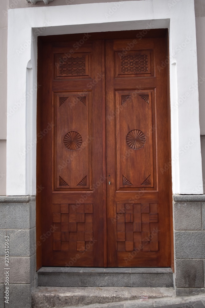 Old Carved brown wooden door